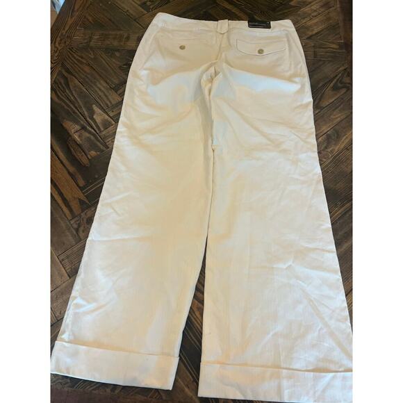 Banana Republic Cotton Silk Blend Pants Women 14 Neutral Light Academia Preppy - Picture 3 of 10